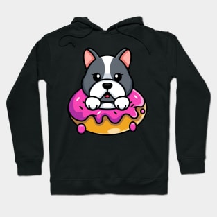 Cute baby dog with doughnut cartoon Hoodie